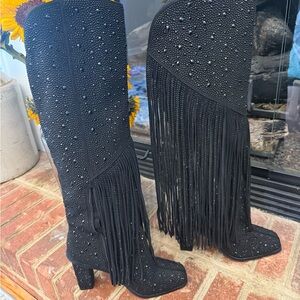 Jessica Simpson Tall Boots with Fringe Sz 7.5